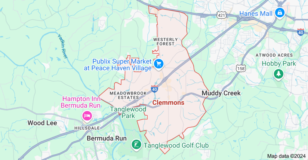 Map of Clemmons, North Carolina
