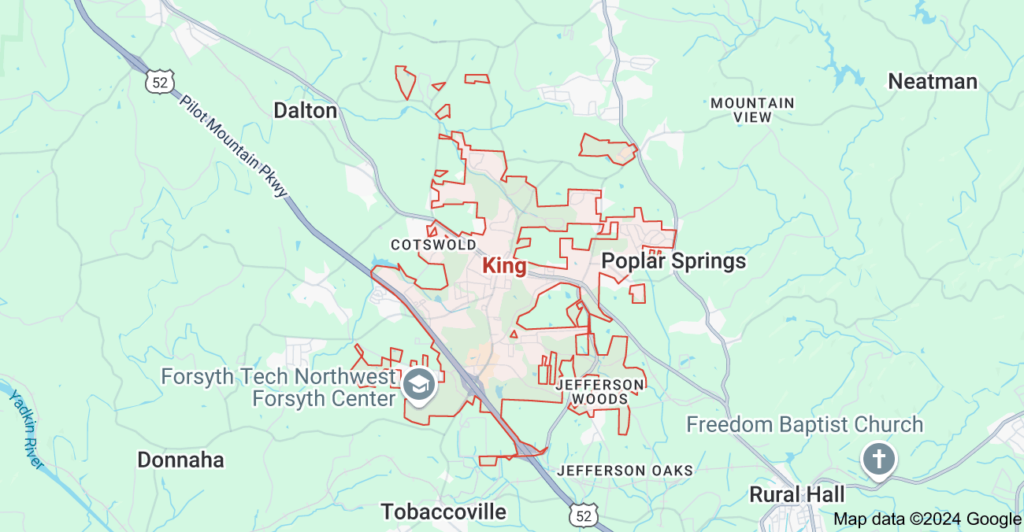 Map of King, North Carolina