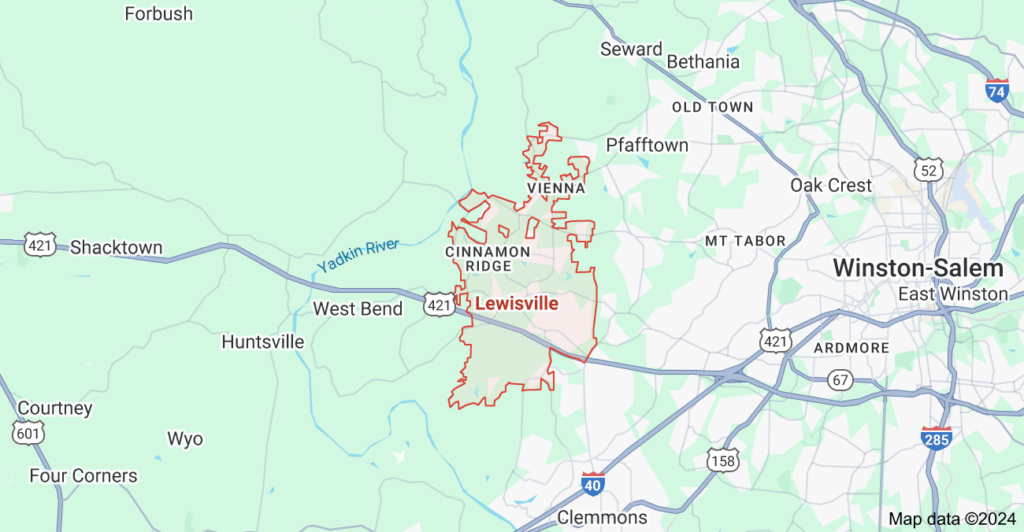 Map of Lewisville, North Carolina