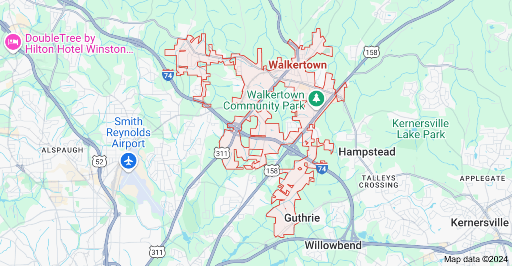 Map of Walkertown, North Carolina